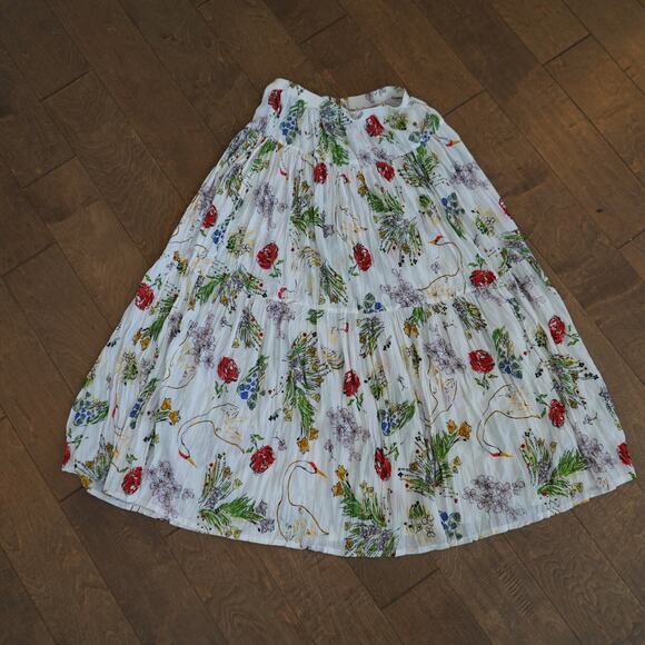 Uniqlo Ines Twist Pleated Long Skirt White XS Spring floral pattern - Picture 1 of 6